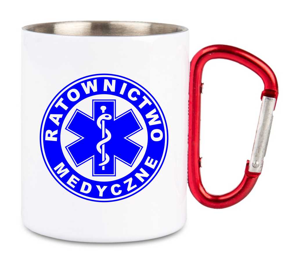 Kubek Ratownika Medyczny z karabińczykiem stalowy – wybierz swoją grafikę!