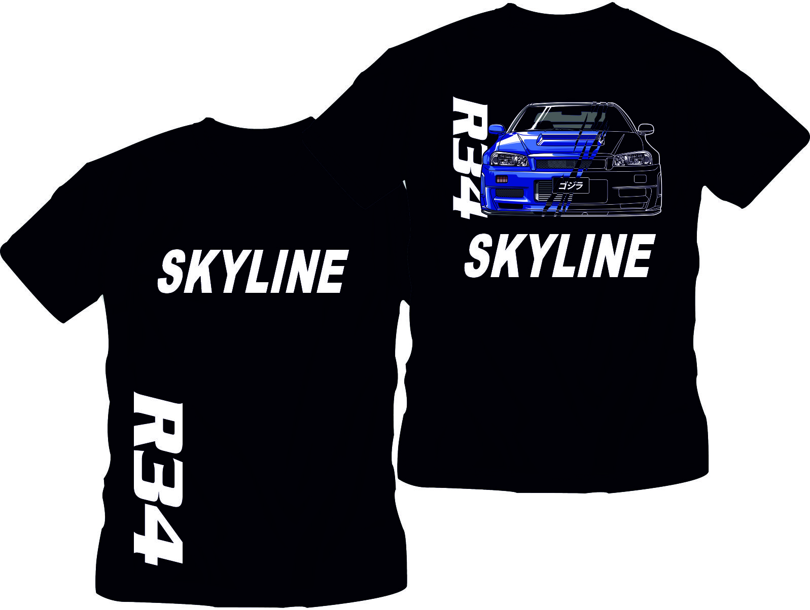 Czarna Koszulka Nissan Skyline R34 - Kultowy Japoński Samochód JDM