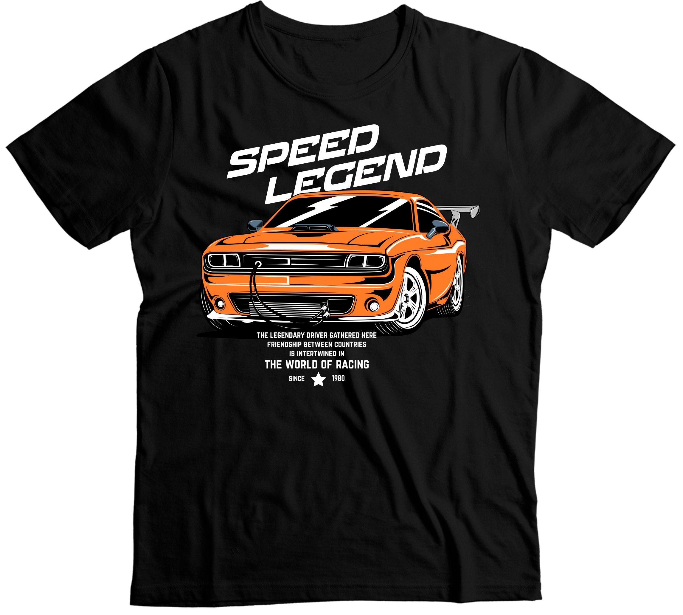 Speed Legend - Pomarańczowy Muscle Car na Twojej Koszulce