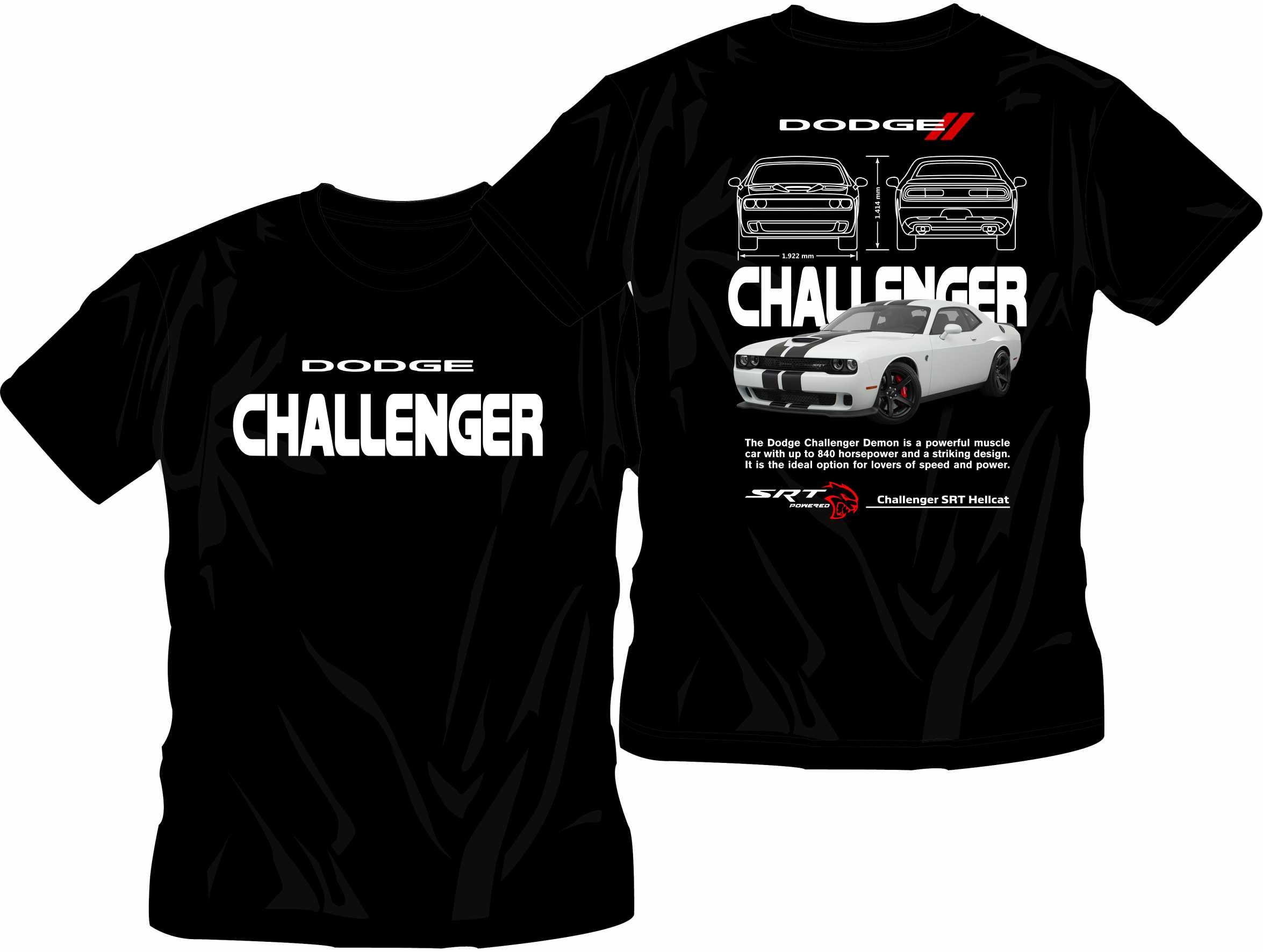 Dodge Challenger biały - Koszulka dla Fana Amerykańskiej Potęgi!